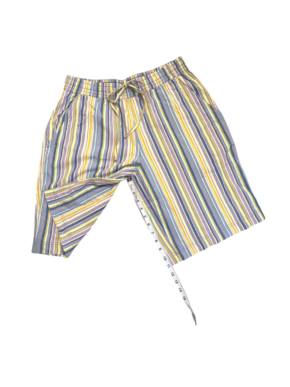 Free People Striped Bermuda Shorts Elastic Drawstring Waist Size XS/TP - Picture 4 of 8